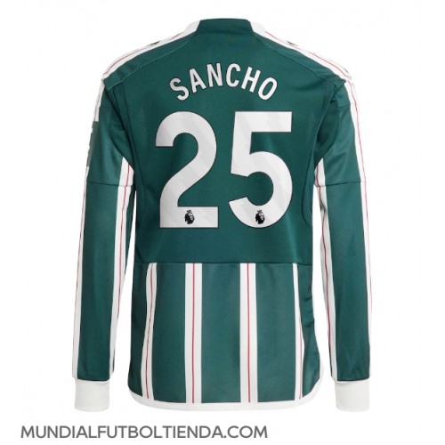 Camiseta Manchester United Jadon Sancho #25 Segunda Equipación Replica 2023-24 mangas largas